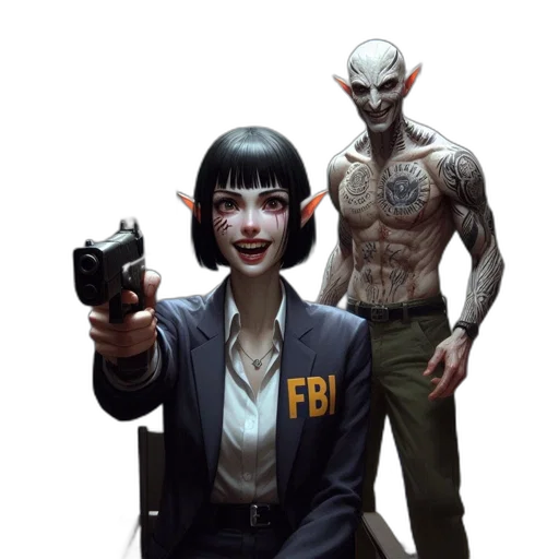 staff, jacket, weapon, concept art, comic book art, cyberpunk, fantasy art, female transparent PNG cut-out
