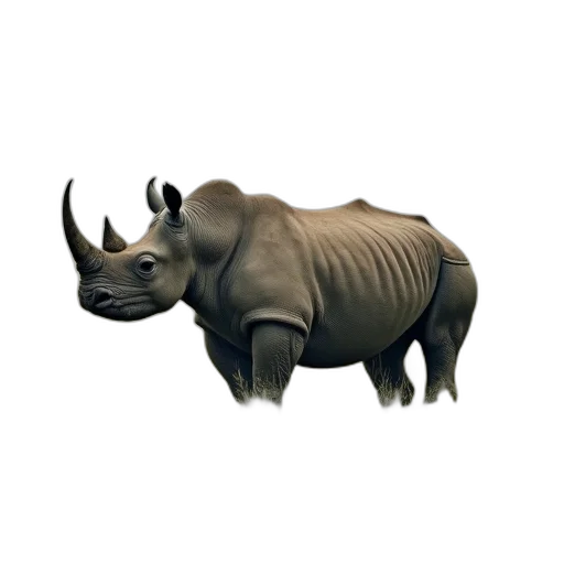 animal, creature, 3d render, concept art, photorealistic, grey, rhinoceros, standing transparent PNG cut-out