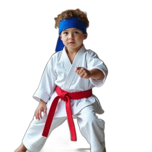 staff, photorealistic, young, boy, white, karate, red, belt transparent PNG cut-out