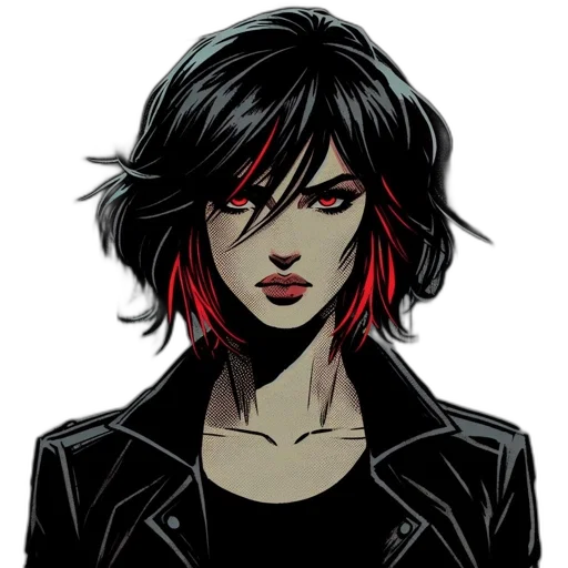 jacket, face, comic book art, concept art, cyberpunk, pixel art, neon lights, red transparent PNG cut-out