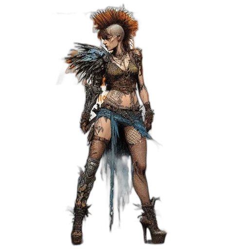 staff, concept art, fantasy art, comic book art, pixel art, edgy, woman, sporting transparent PNG cut-out