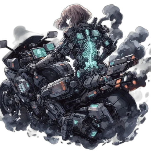 robot, weapon, jacket, cyberpunk, concept art, pixel art, comic book art, outer space transparent PNG cut-out