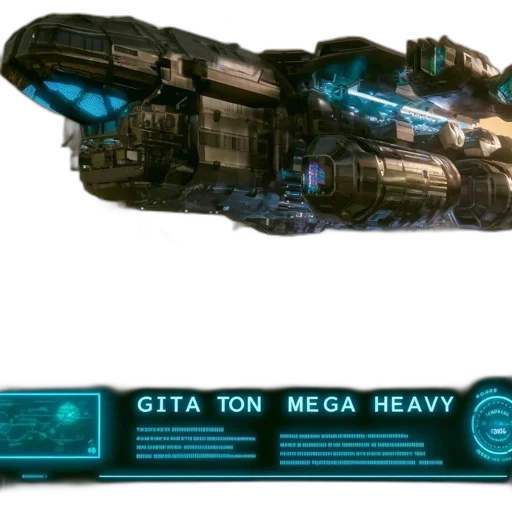 weapon, concept art, 3d render, outer space, massive, spaceship, labeled, gita transparent PNG cut-out