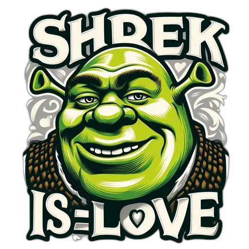 mask, comic book art, cartoon, stylized, portrait, shrek, character, featuring transparent PNG cut-out