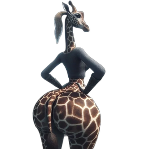 animal, dress, creature, concept art, 3d render, fantasy art, cartoon, giraffe-like transparent PNG cut-out