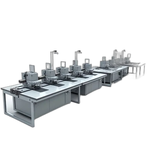 furniture, robot, 3d render, modern, automated, garment, production, line transparent PNG cut-out