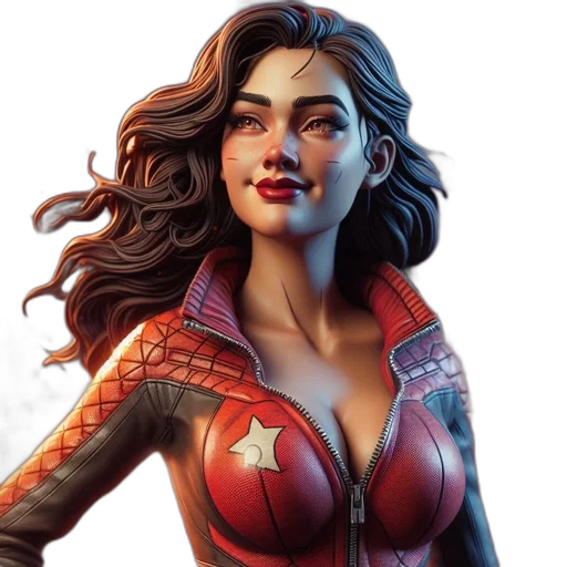 comic book art, concept art, fantasy art, photorealistic, animated, female, figure, clad transparent PNG cut-out