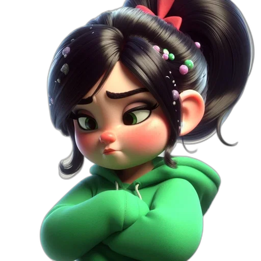 3d render, concept art, cartoon, fantasy art, green, young, girl, eyes transparent PNG cut-out