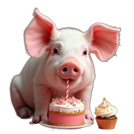 food, animal, pig, birthday, cake, cupcake, greeting, card transparent PNG cut-out
