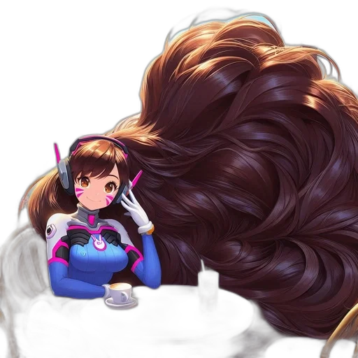 hair, creature, staff, animal, concept art, anime, vaporwave, pixel art transparent PNG cut-out