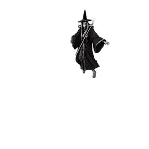 staff, dress, hat, creature, pixel art, concept art, fantasy art, comic book art transparent PNG cut-out