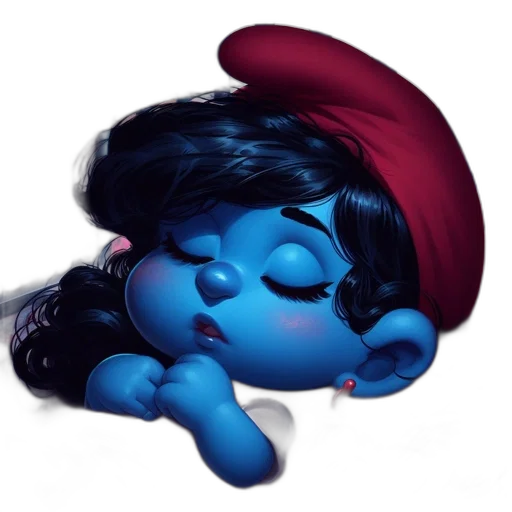 photorealistic, cartoon, fantasy art, concept art, blue, anthropomorphic, female, smurf transparent PNG cut-out