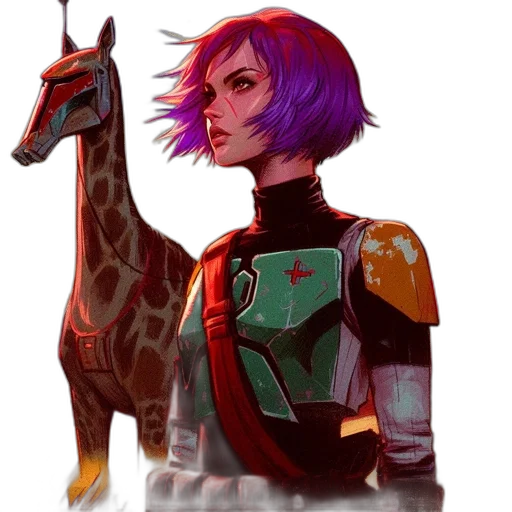 animal, robot, creature, staff, fantasy art, concept art, cyberpunk, pixel art transparent PNG cut-out