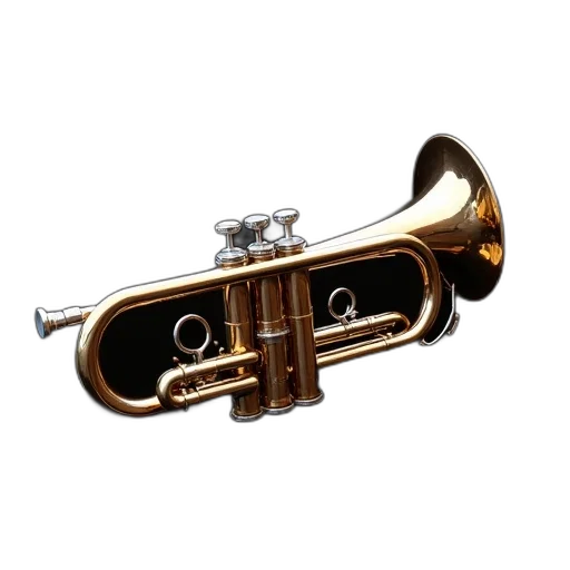 weapon, jewelry, staff, crown, 3d render, shiny, brass, trumpet transparent PNG cut-out
