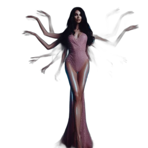 dress, creature, hair, concept art, fantasy art, 3d render, pixel art, underwater transparent PNG cut-out