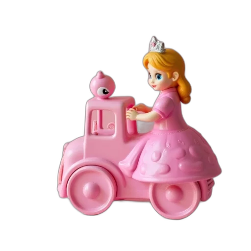 car, furniture, 3d render, pink, princess, pull, along, toy transparent PNG cut-out