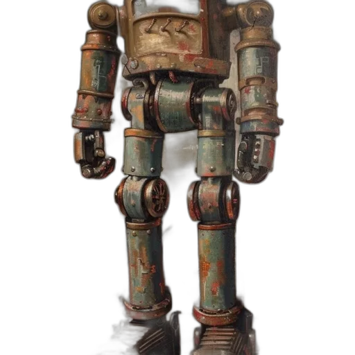 robot, weapon, staff, creature, concept art, 3d render, fantasy art, watercolor transparent PNG cut-out