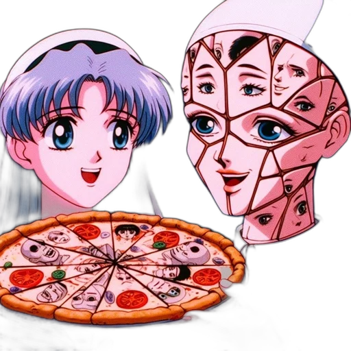 mask, food, vaporwave, 3d render, concept art, anime, two, animated transparent PNG cut-out