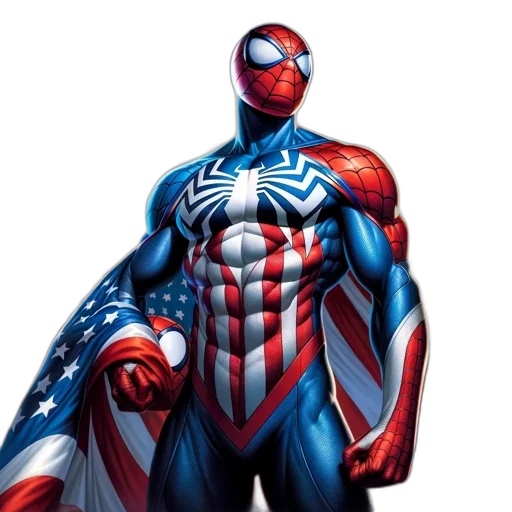 comic book art, concept art, spider-man, american, flag-themed, costume, poses, urban transparent PNG cut-out