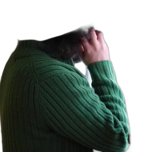 jacket, hat, mask, face, 3d render, green, person, sweater transparent PNG cut-out