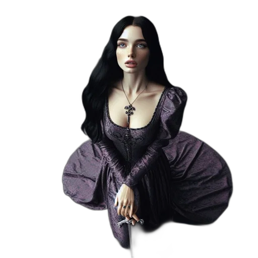 dress, jewelry, fantasy art, concept art, photorealistic, 3d render, dark, woman transparent PNG cut-out