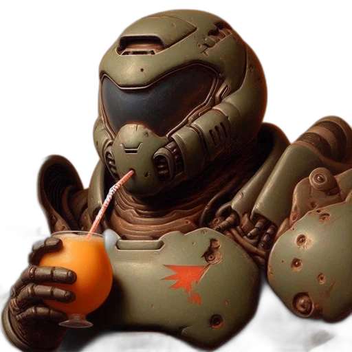 robot, mask, food, weapon, concept art, 3d render, pixel art, photorealistic transparent PNG cut-out