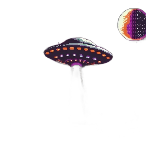 umbrella, hat, crown, staff, 3d render, concept art, outer space, pixelated transparent PNG cut-out