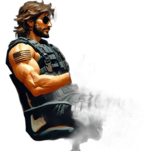concept art, pixel art, comic book art, fantasy art, tattooed, man, beard, sunglasses transparent PNG cut-out