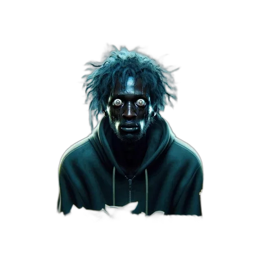 mask, creature, face, jacket, concept art, comic book art, pixel art, fantasy art transparent PNG cut-out