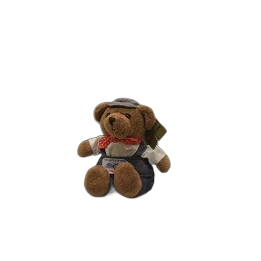 staff, jacket, hat, robot, 3d render, teddy, bear, sits transparent PNG cut-out