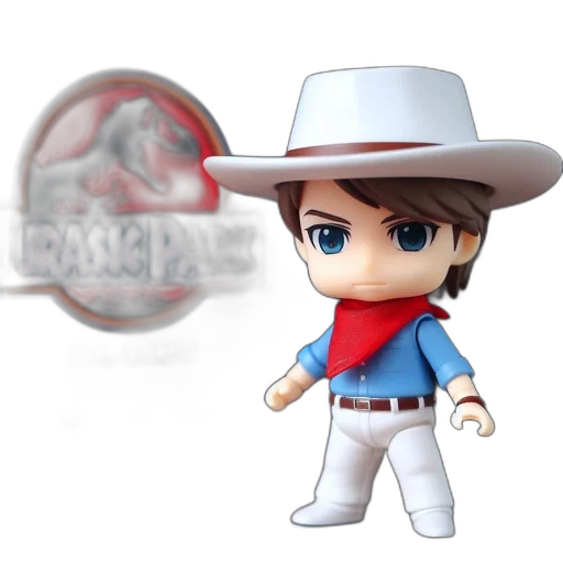 3d render, miniature, figure, jurassic, park, alan, grant, replicating transparent PNG cut-out