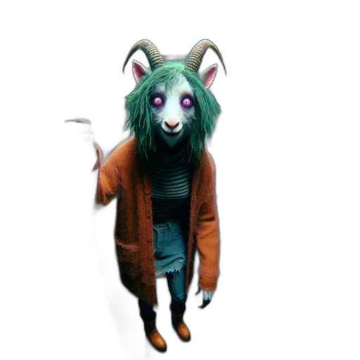 jacket, staff, animal, creature, concept art, 3d render, fantasy art, pixel art transparent PNG cut-out
