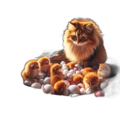 animal, photorealistic, concept art, oil painting, pixel art, orange, white, cat transparent PNG cut-out