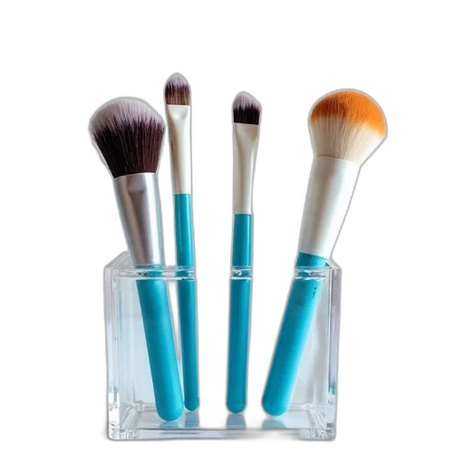 photorealistic, blue, colorful, pastel, monochrome, set, makeup, brushes transparent PNG cut-out