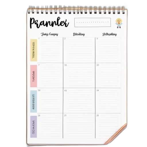 pastel, free, weekly, planner transparent PNG cut-out