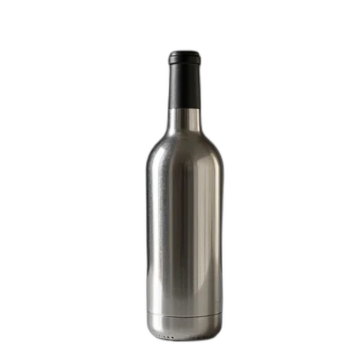 bottle, 3d render, photorealistic, thermosulated, wine, cover, silver transparent PNG cut-out
