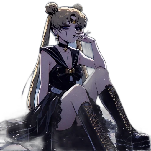 staff, dress, anime, pixel art, concept art, vaporwave, outer space, dark transparent PNG cut-out