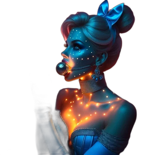 mask, robot, face, dress, concept art, fantasy art, cyberpunk, 3d render transparent PNG cut-out