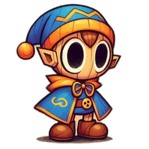 staff, crown, hat, pixel art, concept art, fantasy art, cartoon, cheerful transparent PNG cut-out