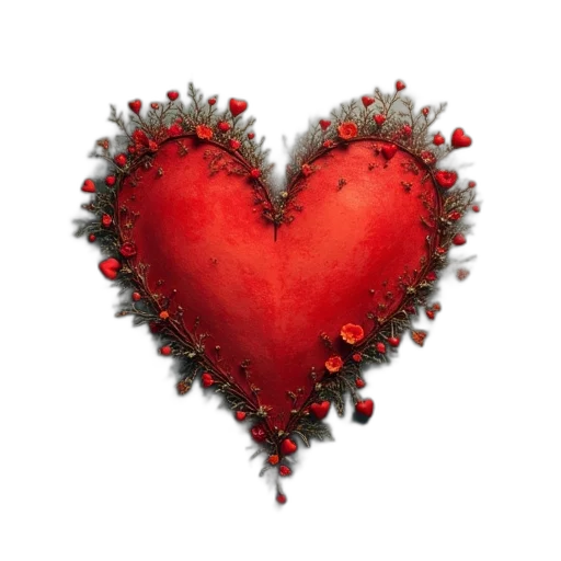 jewelry, photorealistic, 3d render, red, altered, heart, classic, shirt transparent PNG cut-out