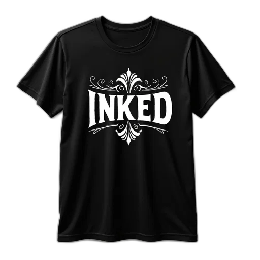 3d render, black, t-shirt, stylized, white, graphic, design, front transparent PNG cut-out