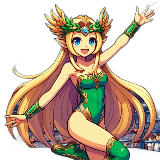 crown, staff, dress, dragon, pixel art, anime, fantasy art, concept art transparent PNG cut-out