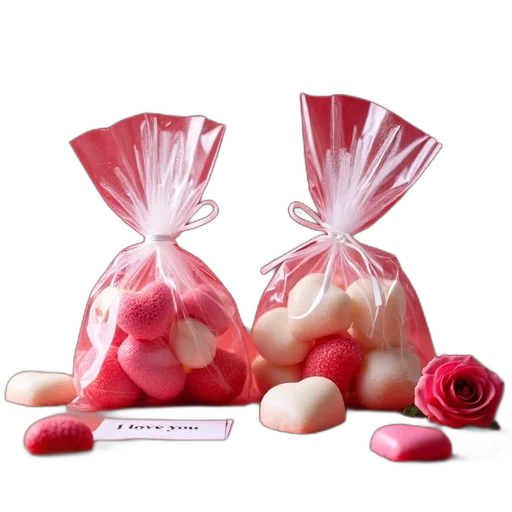 food, 3d render, two, clear, plastic, bags, filled, assorted transparent PNG cut-out