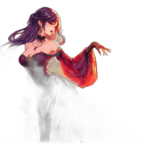 dress, dragon, fantasy art, concept art, watercolor, anime, fire, underwater transparent PNG cut-out