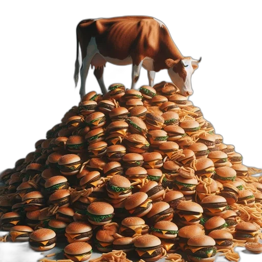 food, animal, crown, jewelry, 3d render, concept art, photorealistic, cow transparent PNG cut-out