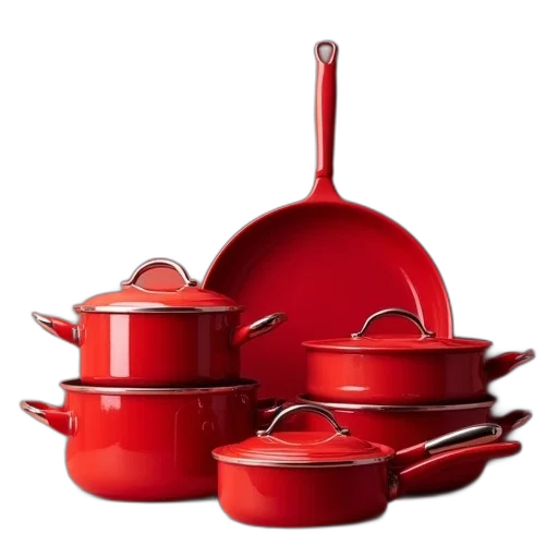 3d render, photorealistic, red, cooking transparent PNG cut-out