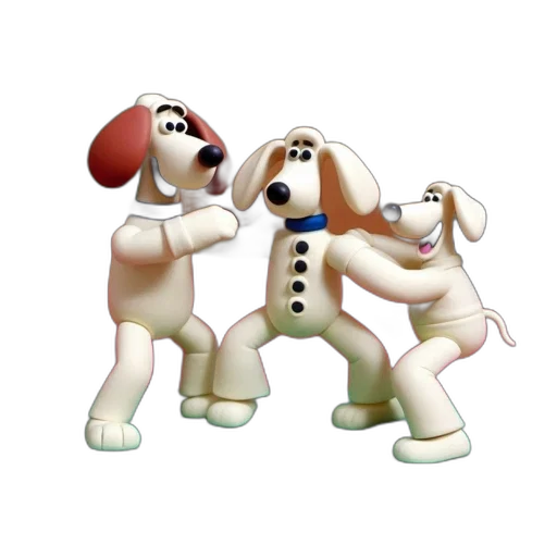 animal, 3d render, concept art, three, anthropomorphic, dog, figurines, made transparent PNG cut-out