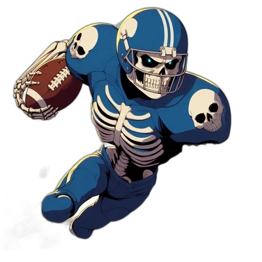 robot, concept art, 3d render, fantasy art, pixel art, skeletal, football, player transparent PNG cut-out