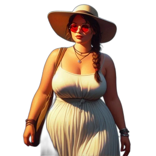 dress, hat, jewelry, staff, photorealistic, 3d render, concept art, pixel art transparent PNG cut-out
