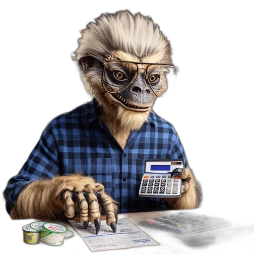 animal, staff, concept art, photorealistic, brightly, lit, kitchen, monkey-humanoid transparent PNG cut-out